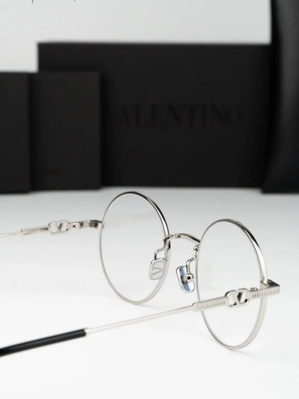 Valentino Women Eyeglasses Silver Transparent Round VLX-173 E NEW AUTHENTIC